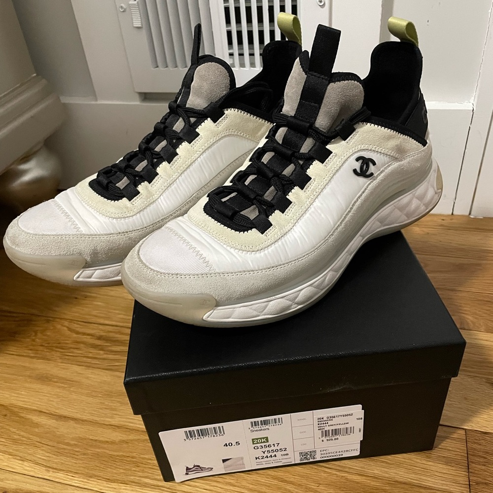 Chanel sneakers 40.5 White, Gray & Yellow